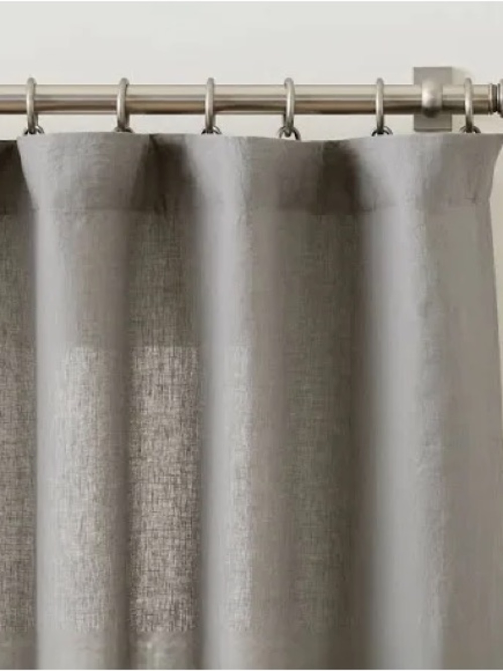 Pottery Barn Belgian Linen Light Gray Curtain Panel 50x108”